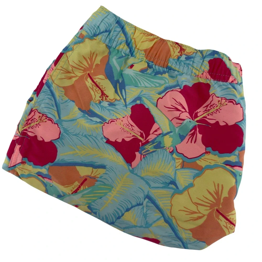 Vineyard Vines Mens Chappy Swim Trunks Hibiscus Hummingbird Pink Blue Medium